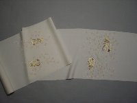 染めの名古屋帯 桜花びら散しにオシドリ