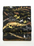 お茶を愛する人の帯 市島桜魚 鳥のさえずり 黒