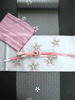 ちょっとお出かけ小紋<br>ろうけつ<br>グレーに桜