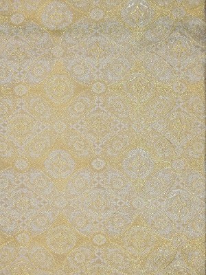 Fukuro obi, cloisonné pattern, gold on white background