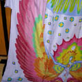 Yuzenf (hand-painted) Kimono dress with a magnificent angel motif