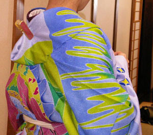 Yuzenf (hand-painted) Kimono dress with a magnificent angel motif